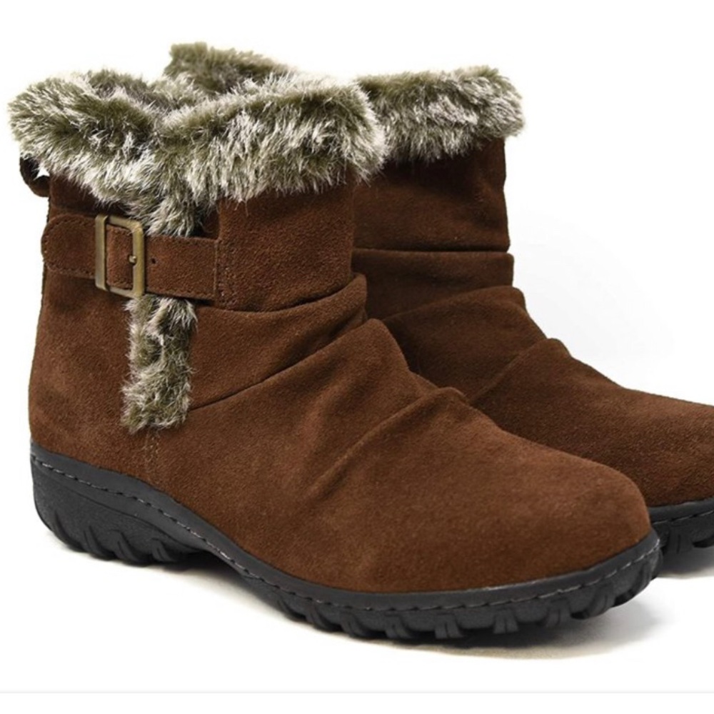 Khombu Womens Lindsey Suede Faux Fur All-Weather Boots